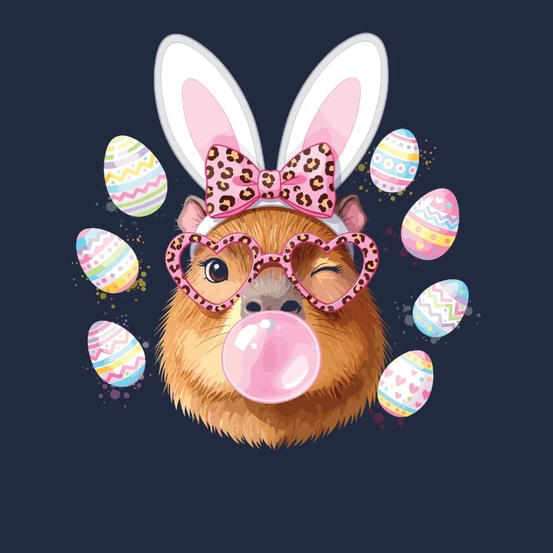 Capybara de lapin de Pâques avec lunettes léopard