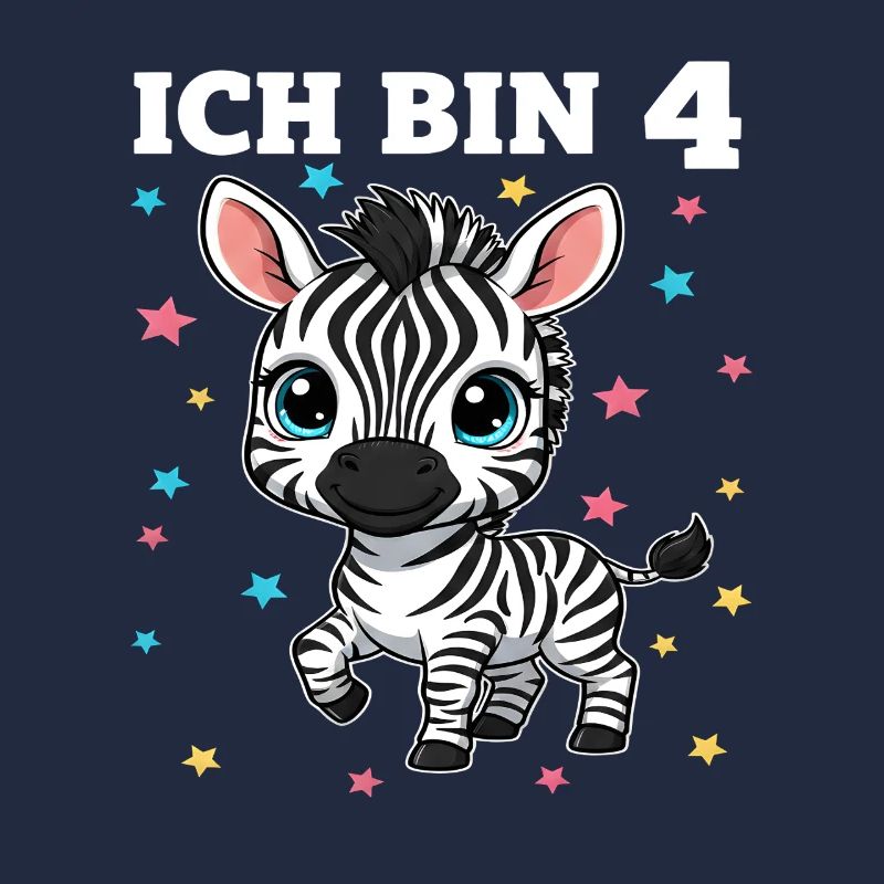 Ich bin 4 - Süßes Zebra zum 4. Geburtstag
