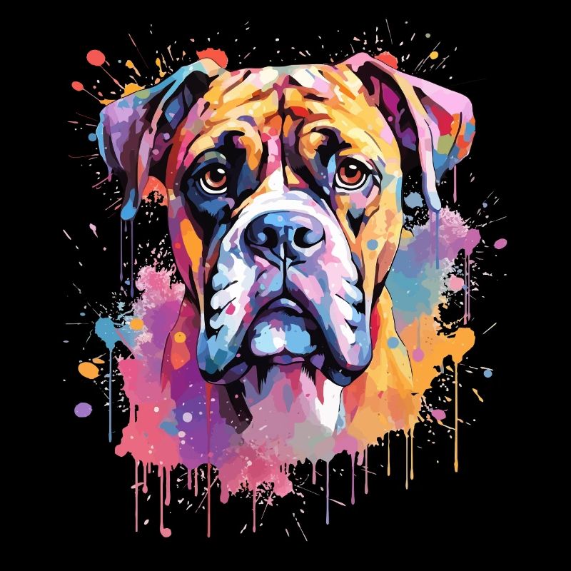Boxer Bunte Hund Splash Art