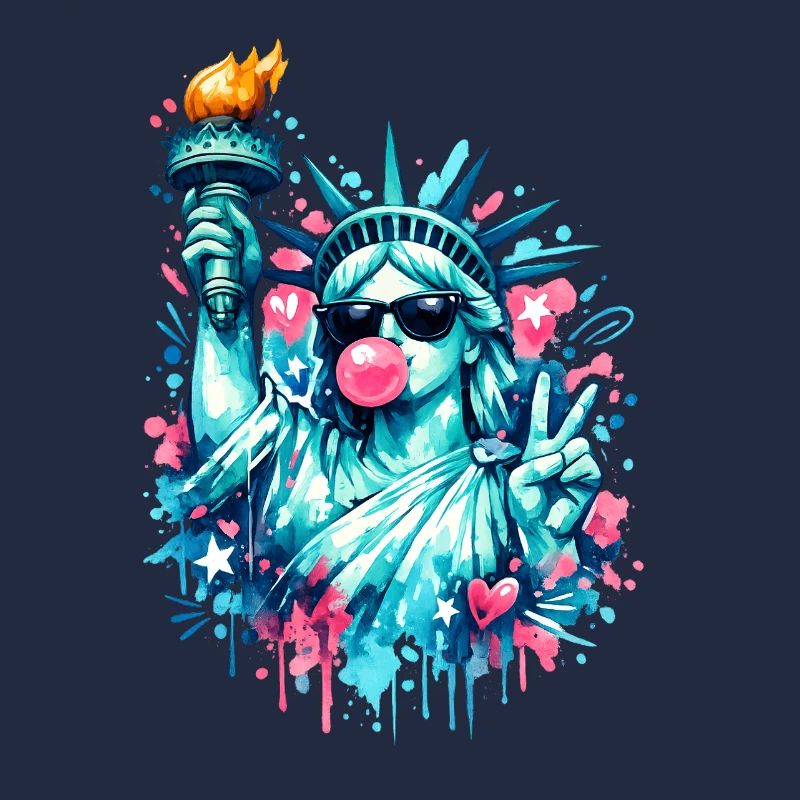 Coole Freiheitsstatue mit Sonnenbrille & Kaugummi