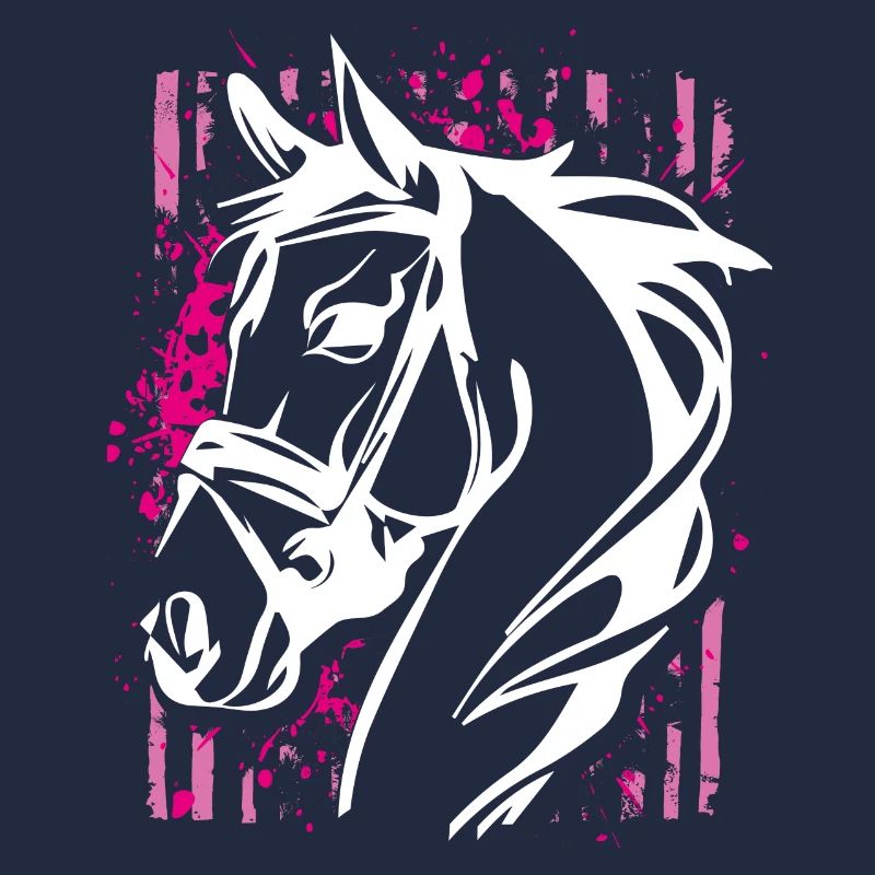 Cheval de style graffiti avec éclaboussure de couleur rose