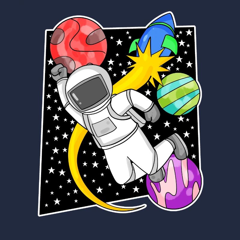 Astronaute dans l’espace avec fusée
