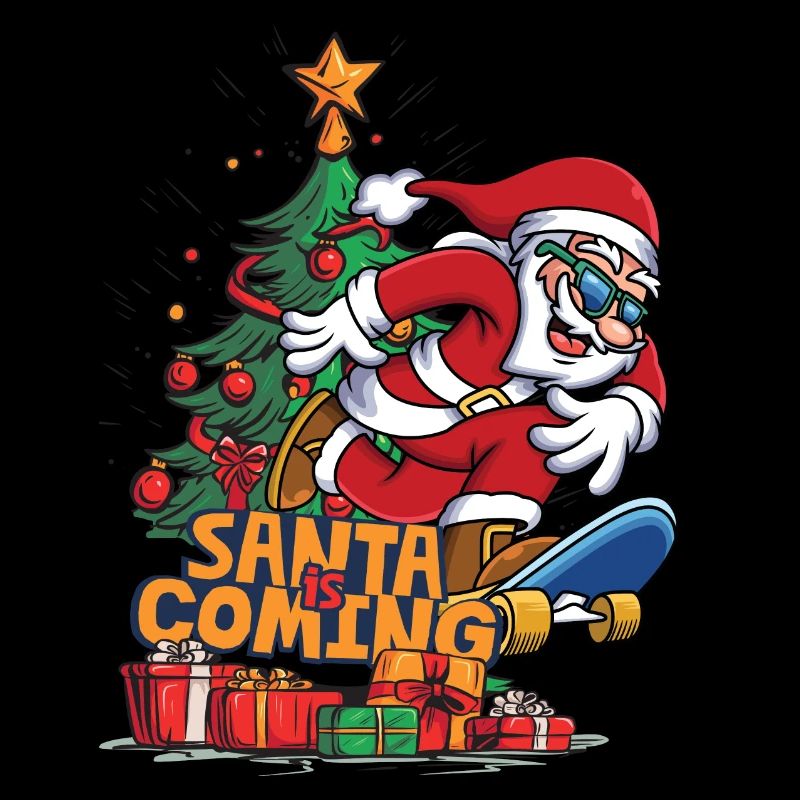 S’amuser à faire du skateboard avec le Père Noël