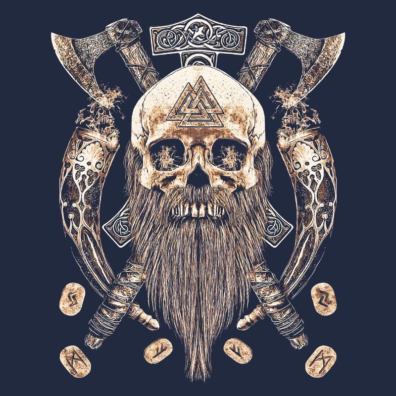 Valhalla Siegel Wikinger Schädel Skelett Goth