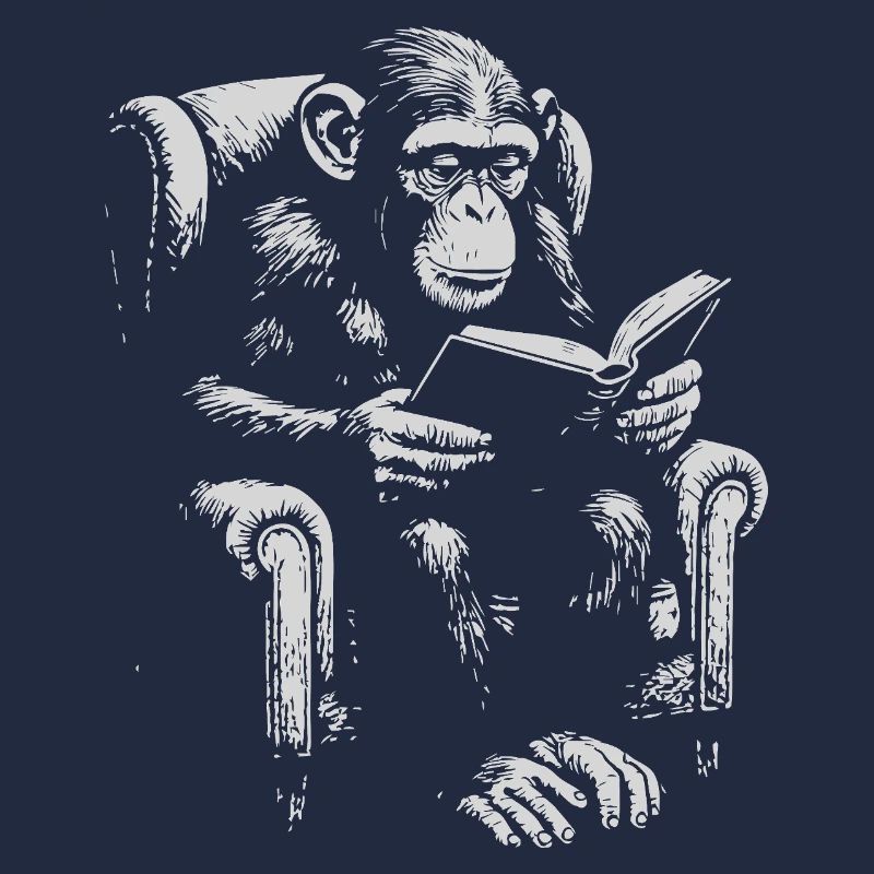 Ape Reading dans le fauteuil