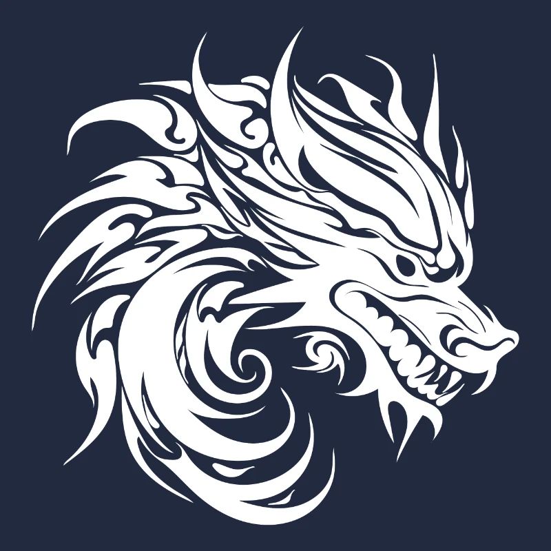 Brüllender chinesischer Drache im Tattoo Style