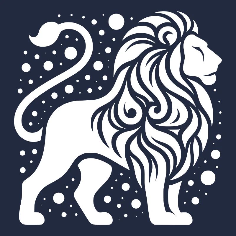 Proud lion with wild mane