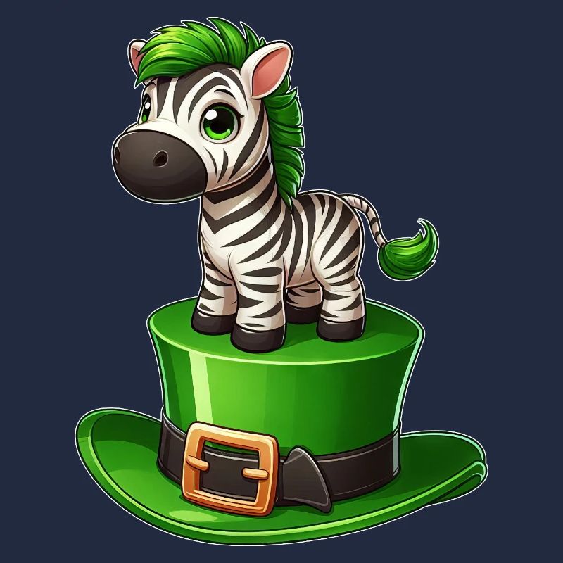 Mignon zèbre Saint-Patrick chapeau haut de forme trèfle