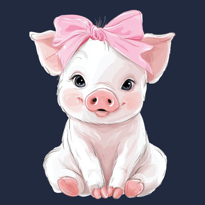 Mignon bébé cochon noeud