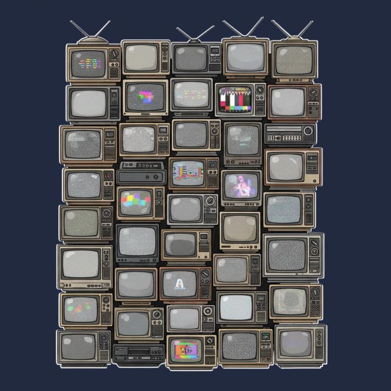 Retro Fernseh-Stack Collage