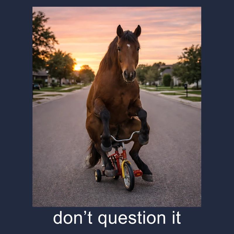 Ne pas questionner ça sur le mème de cheval Humour drôle
