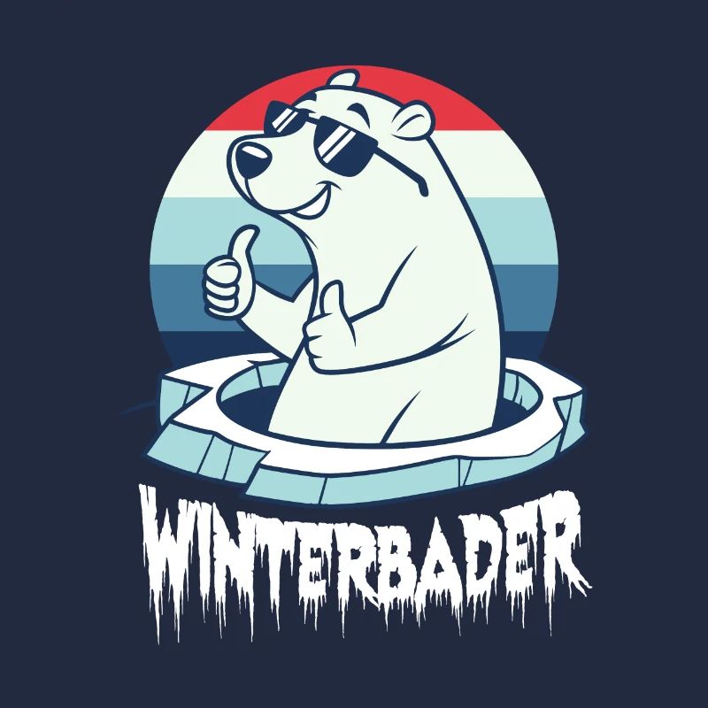 Eisbaden Eisbad Winterbader Cartoon