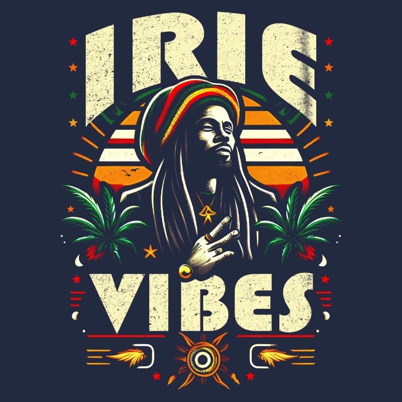 Irie Vibes Retro Rasta Reggae Graphic Chill