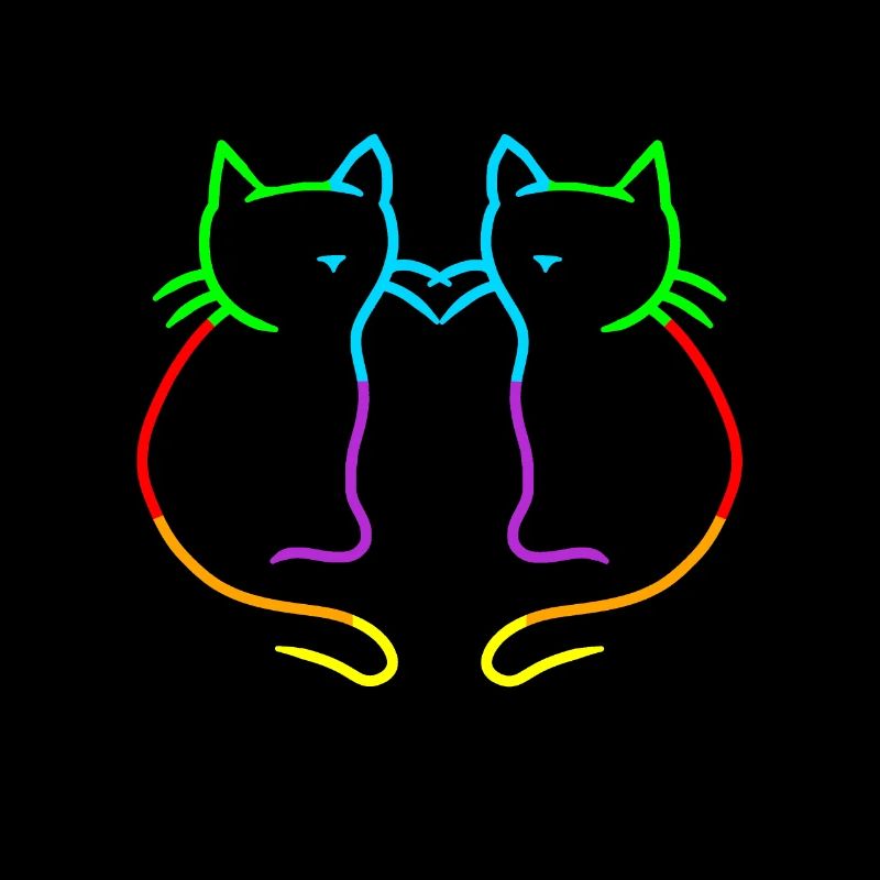 80er 90er Retro Regenbogen Herz Katzen Katze