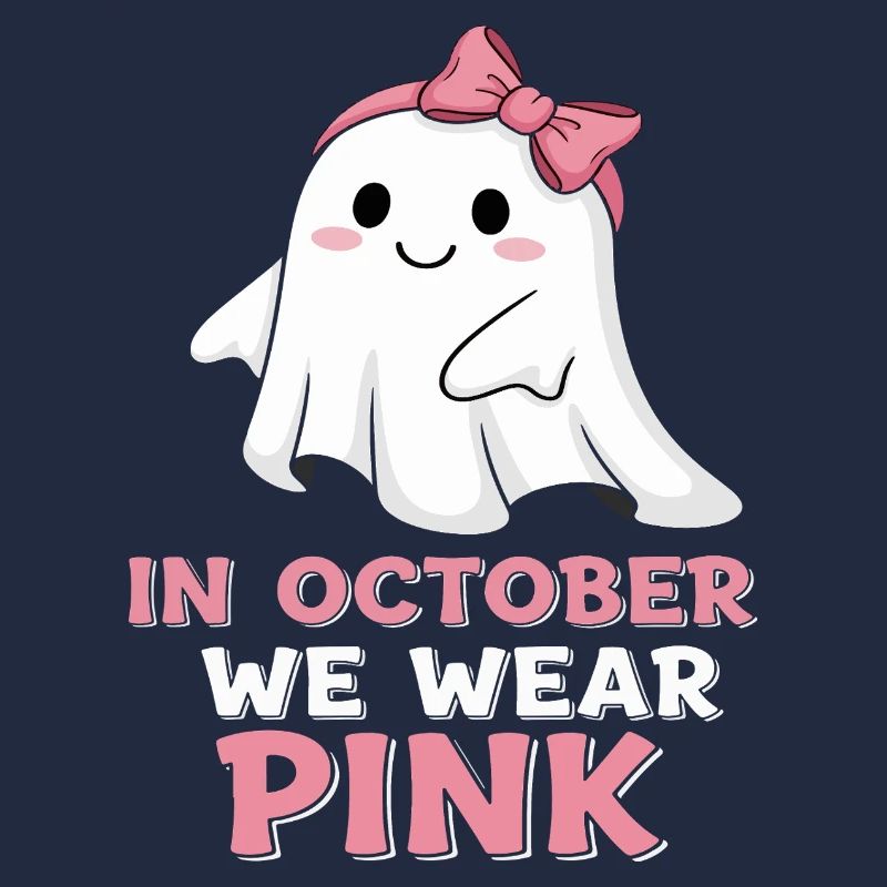 Whimsical Ghost October Pink Print