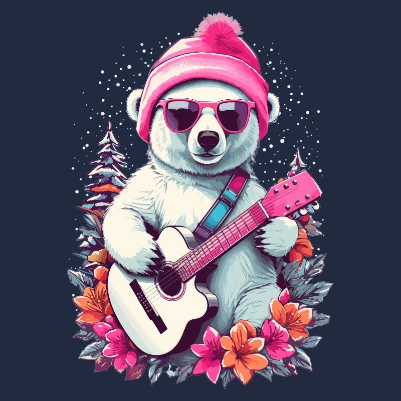 Cute polar bear with guitar