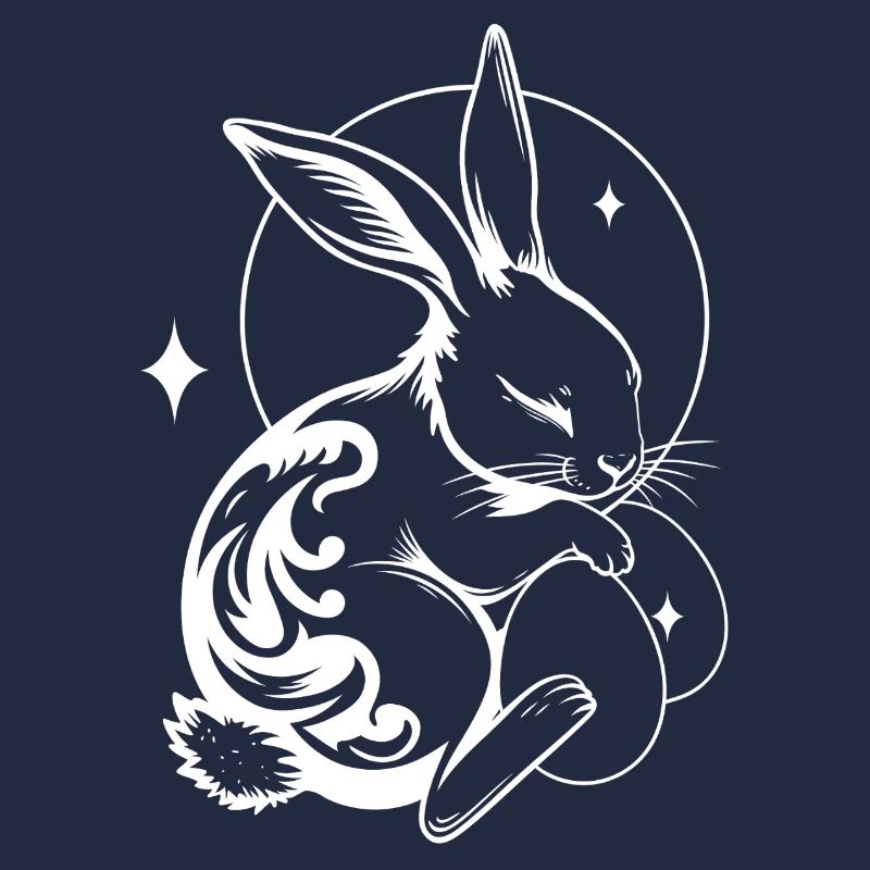 Sleeping Easter Bunny with Tribal and Eggs