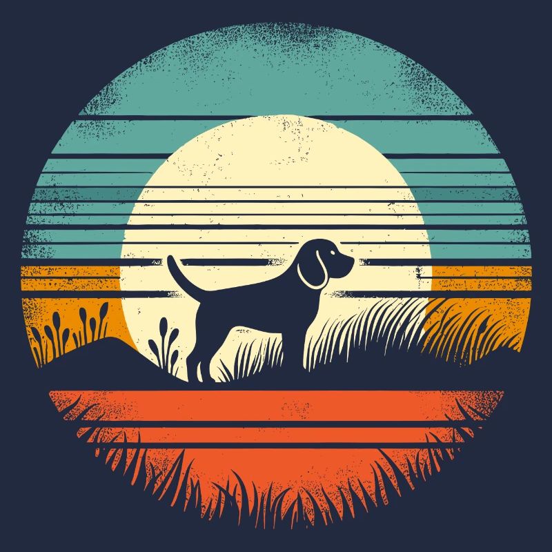 Beagle coucher de soleil vintage