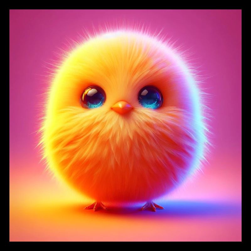 Fluffy 3d chick in pastel hyperrealism