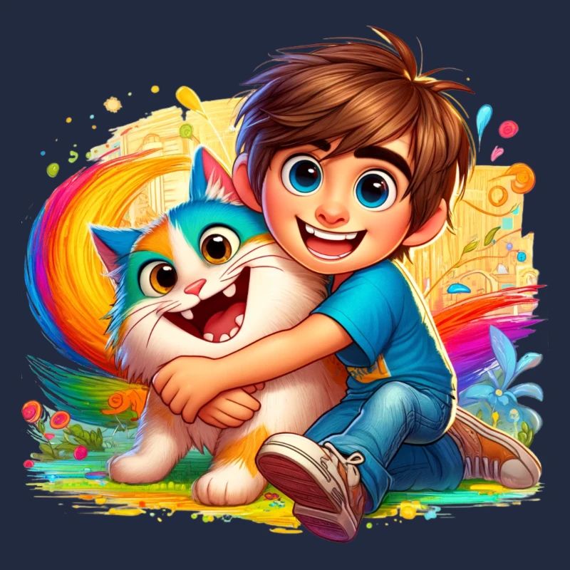 Garçon avec chat mignon