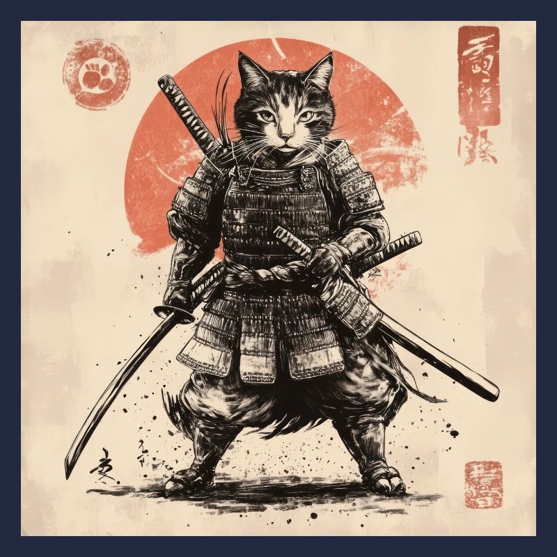 Katze Samurai Japan Ukiyo-E