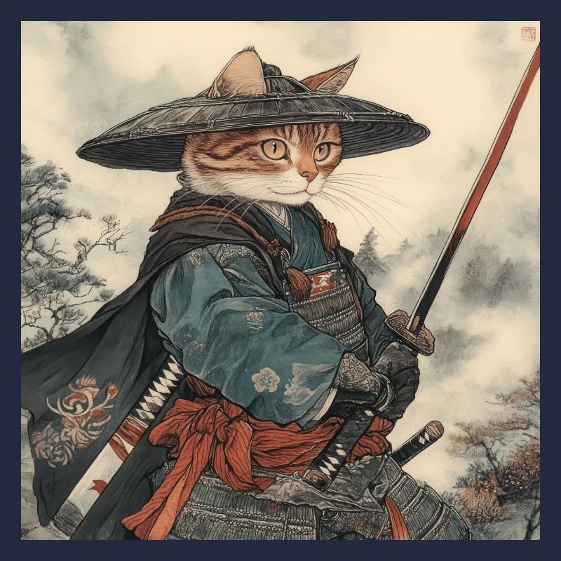Chat Samouraï Japon Ukiyo-E