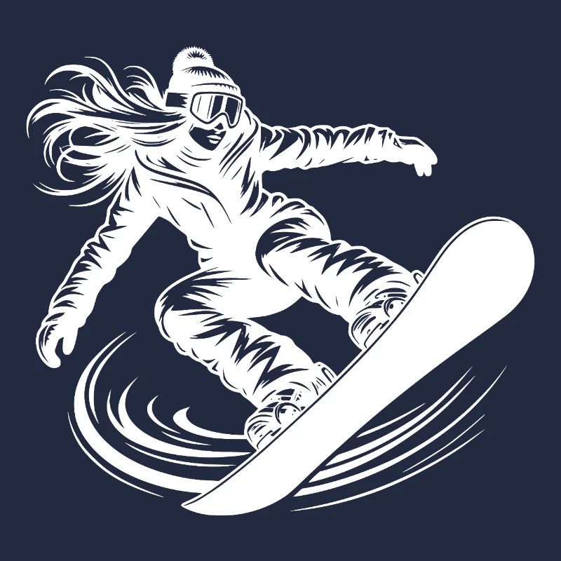 Cool snowboarder snowboarding with elegance