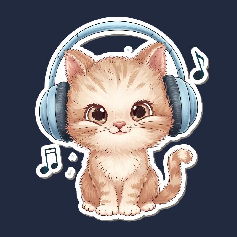 Süße Katze mit Doodle-Kopfhörern