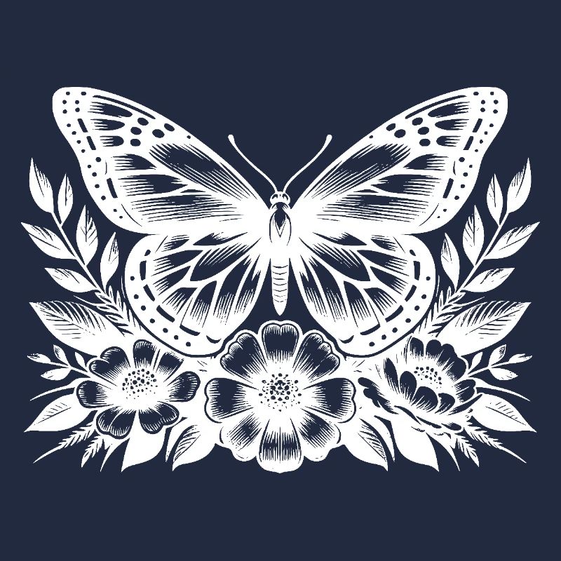 Papillon et fleurs Oeuvre botanique