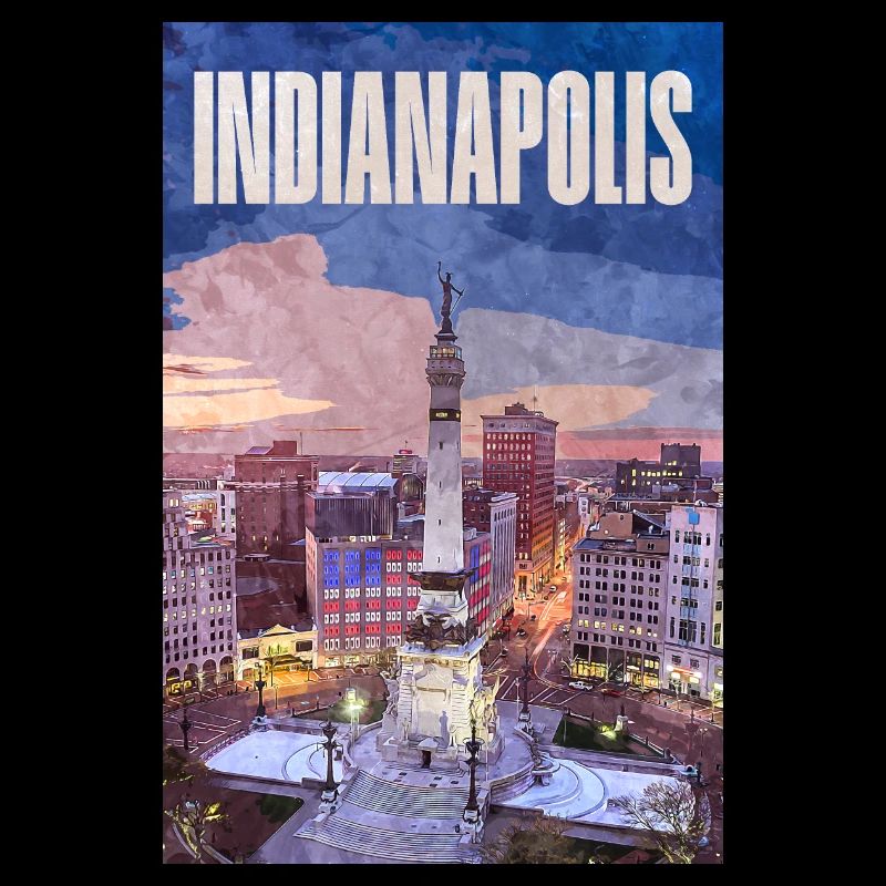 Indianapolis Skyline am Monument Circle