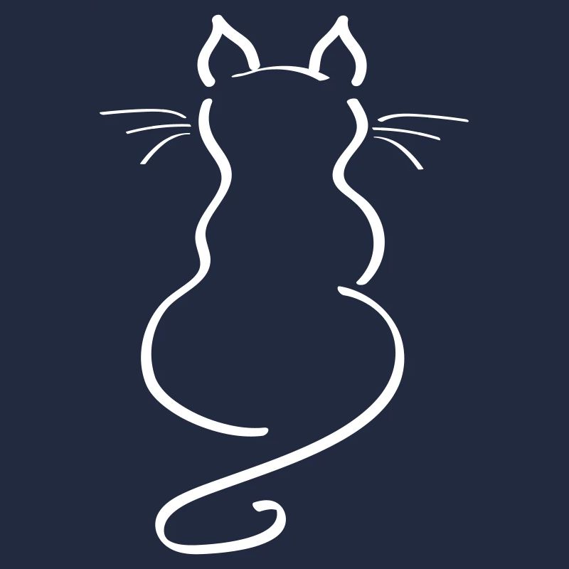 Cat Minimalist Line Back Plain Thick