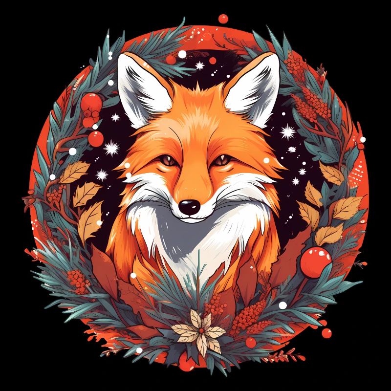 Fox Avec des éléments de Noël, Love Foxes