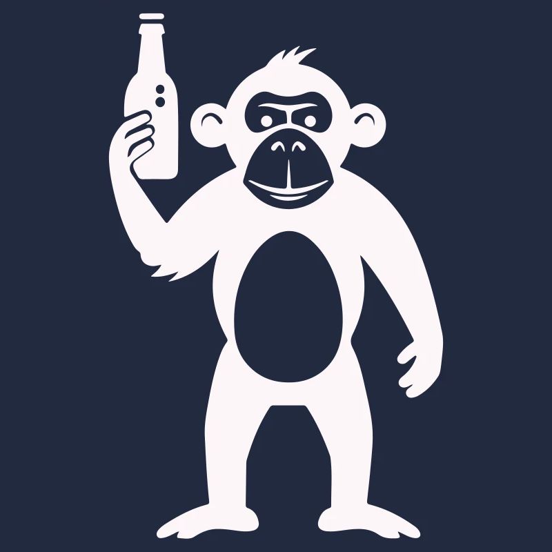 Humorvolle Affe mit Flasche
