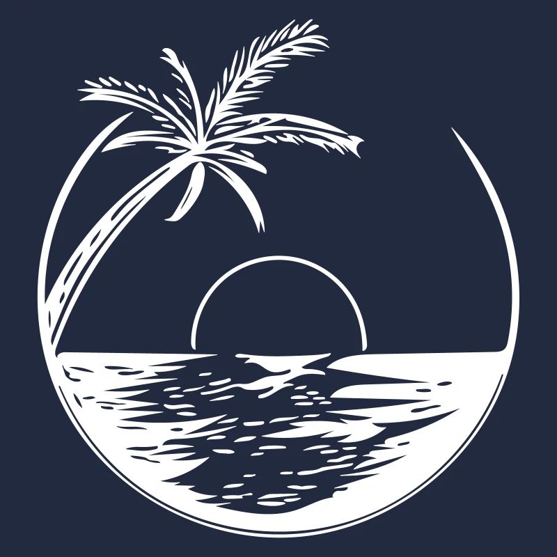 Coucher de soleil avec palme - Vector Style