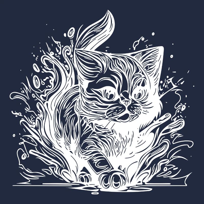 Mignon petit chat domestique dans le style de tatouage