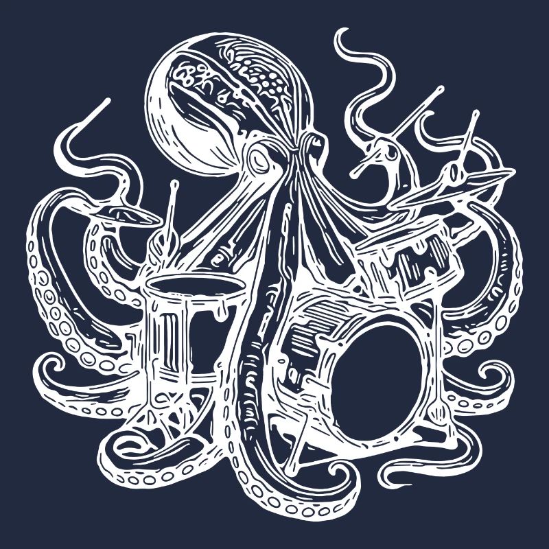 Octopus plays drums