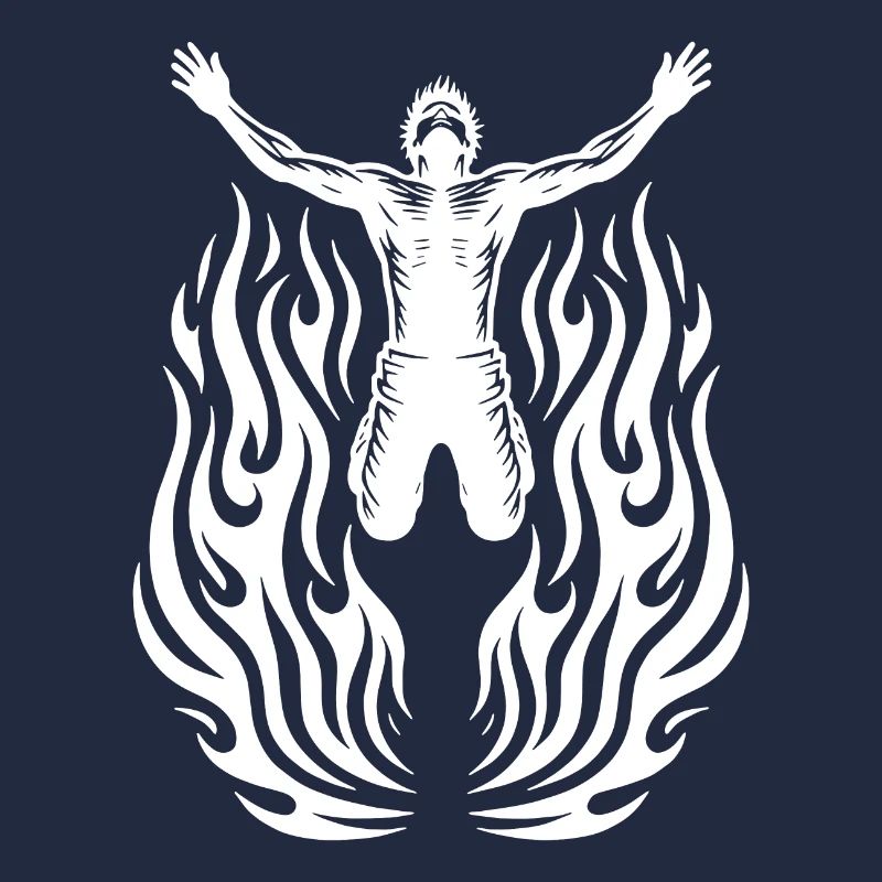 Springender Mann in Flammen