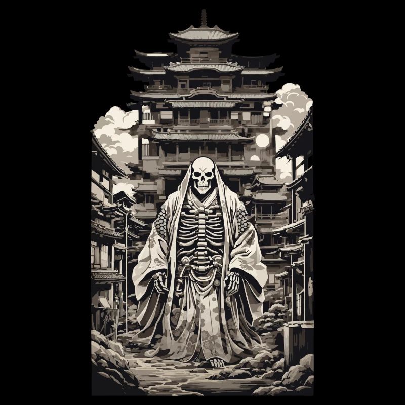 Yokai Monk Spirit Skeleton Ukiyo-E Manga Design