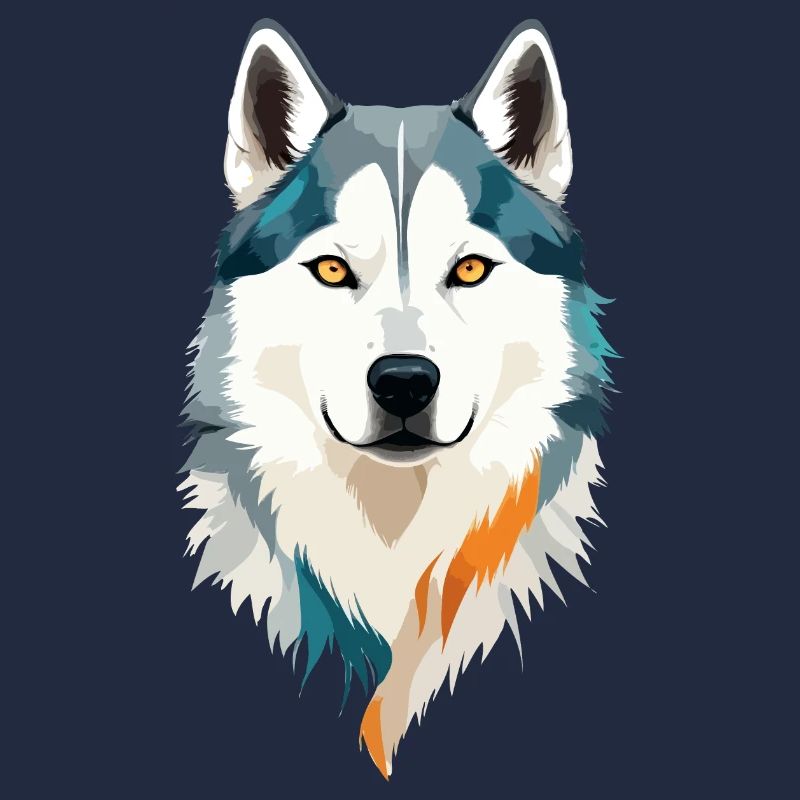 Husky Vector Art with Vibrant Colour Illustration