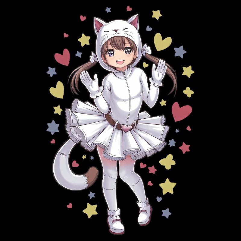 Fille d’anime dans un costume de chat