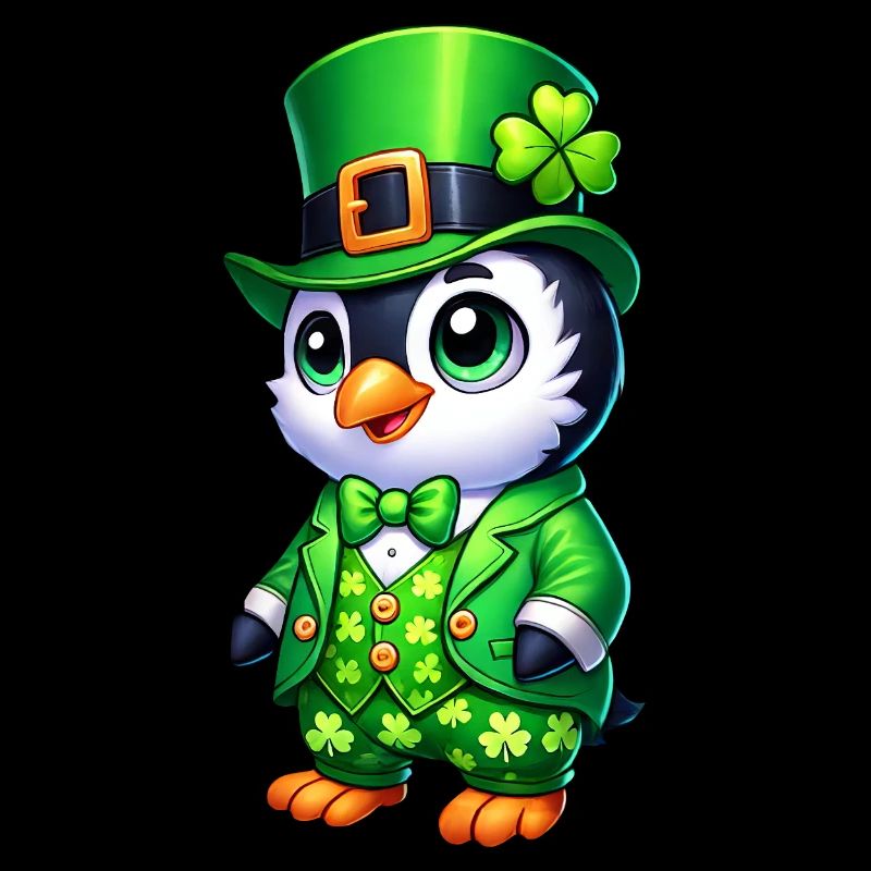 Mignon Dessin Animé Pingouin Saint-Patrick
