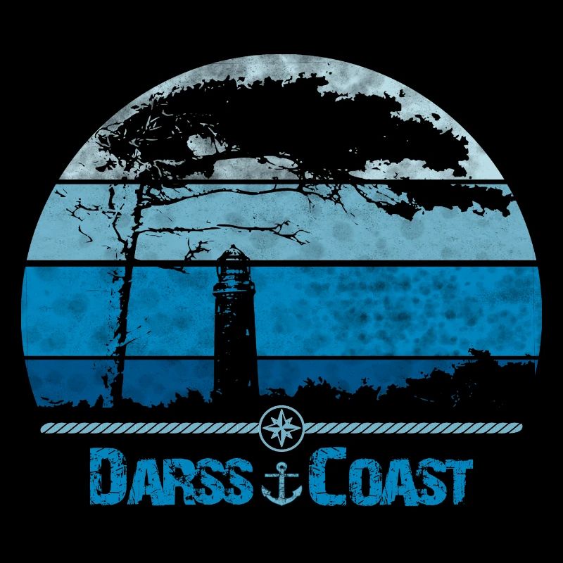 Darss Coast mit Windflüchter und Leuchtturm