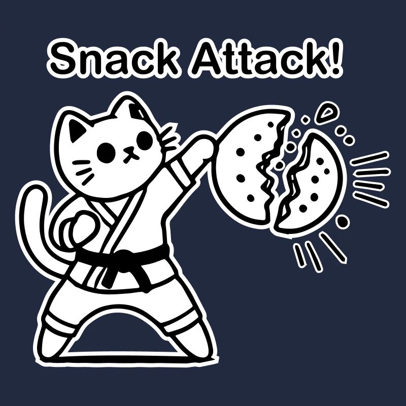 Karate Cat punching a cookie - Snack Attack Design