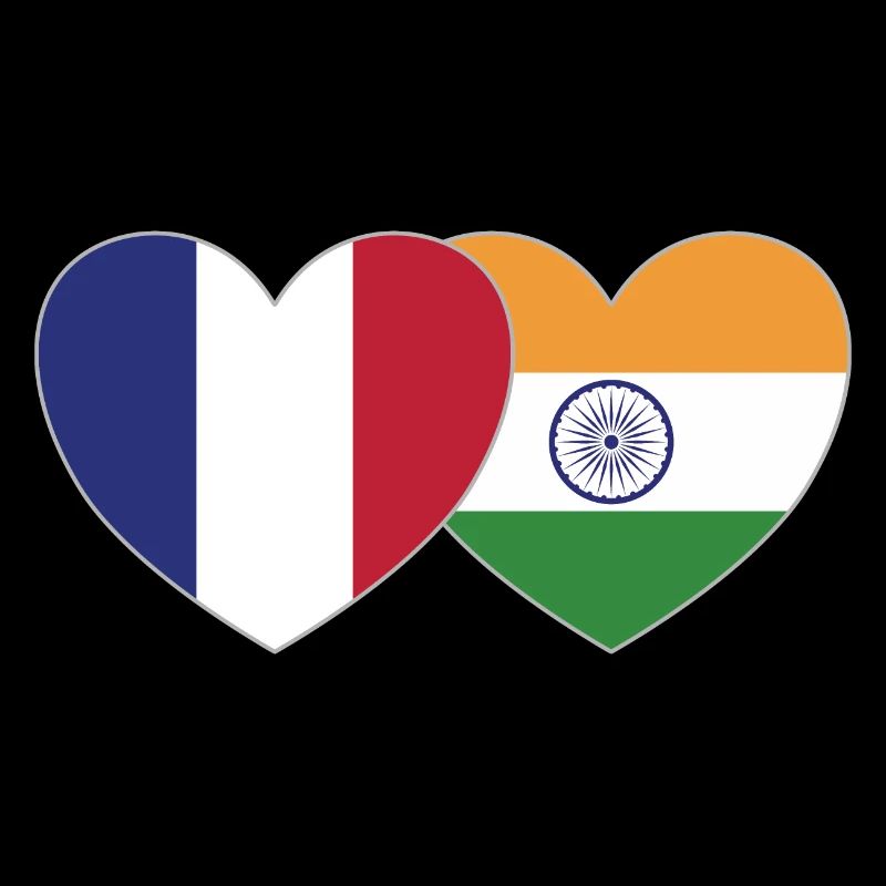 France Inde Drapeau Coeur