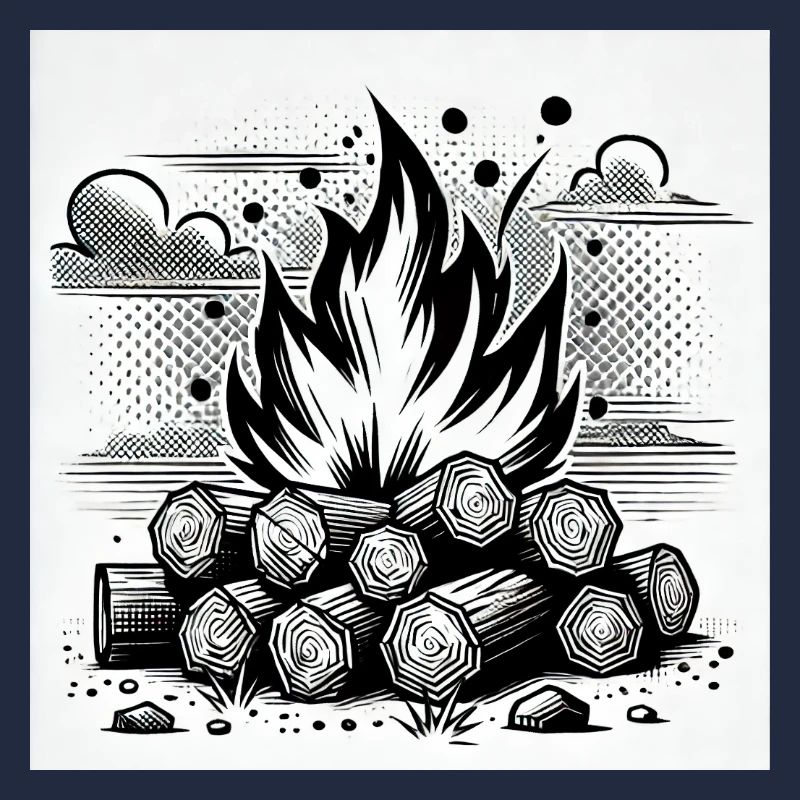 Campfire in comic book style: warmth & atmosphere