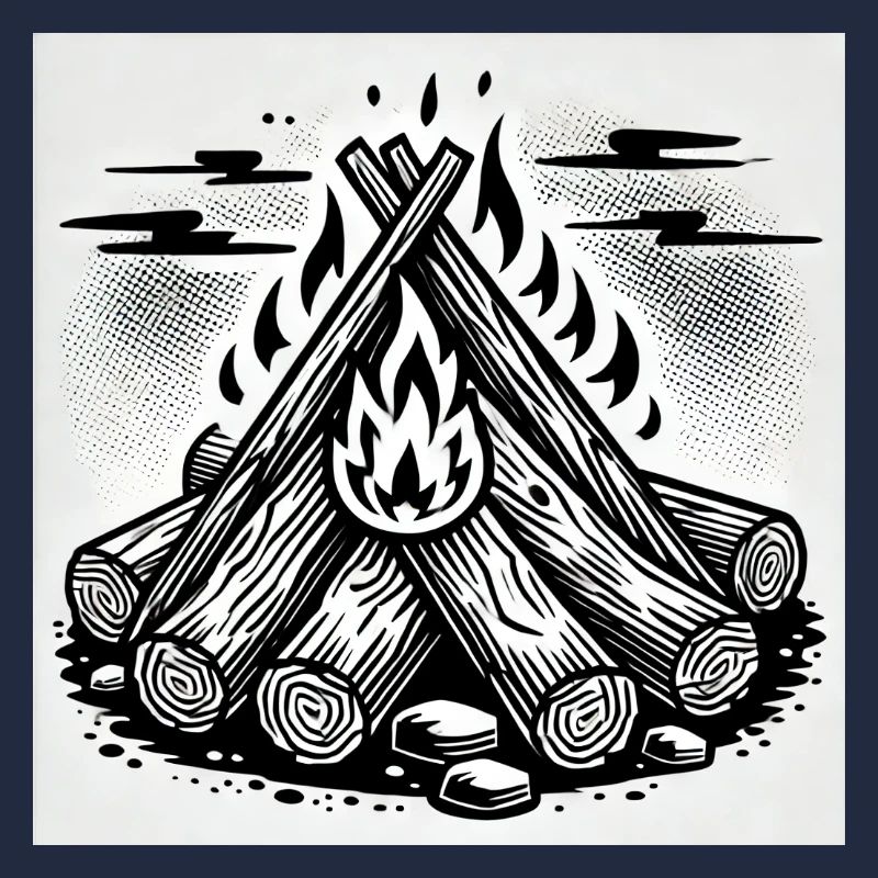 Flame Play in Comic Style: Campfire Art