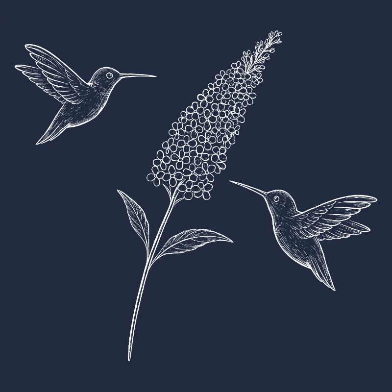 Colibris avec fleur Boho Cottagecore