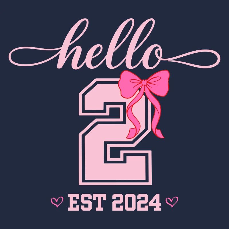 Hello 2 Est 2024 Rosa Schleife Design