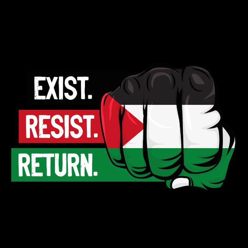 Fist with Palestinian Flag. Exist. Resist. Return