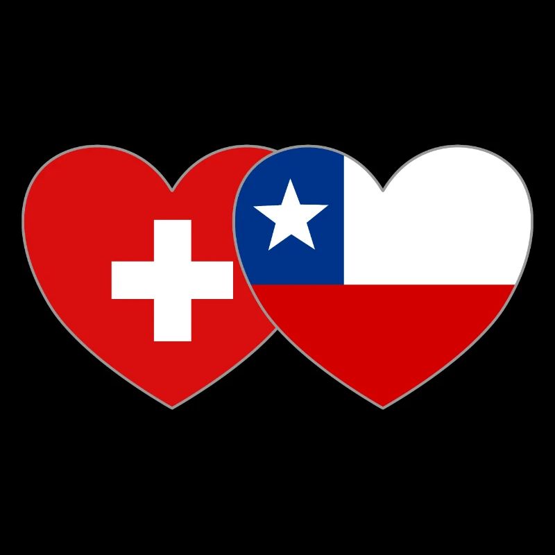 Schweiz Chile Flagge Herz